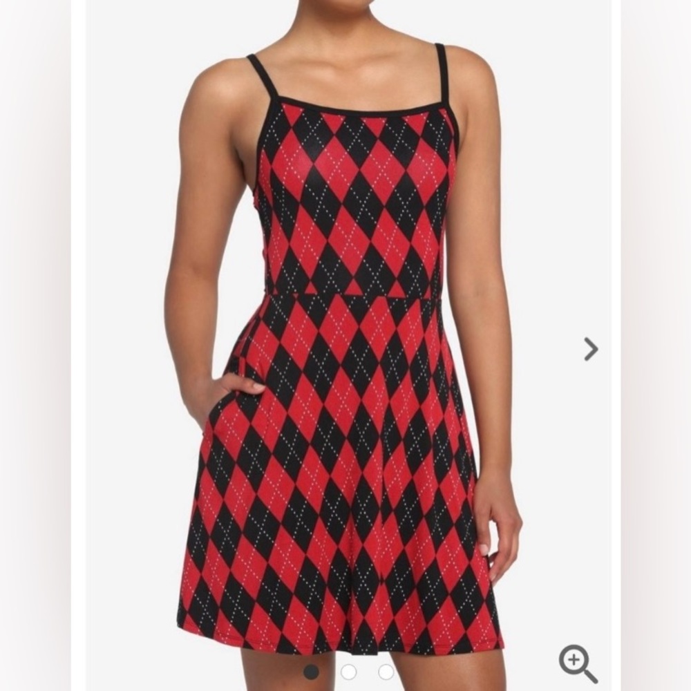 NWOT Harley Quinn style dress Red & Black Argyle Dress joker dress